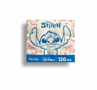 Серветки сухі дитячі з малюнком &ldquo;Stitch &ndash; Bright Smile&rdquo; Дісней, ультратонкі,чотиришарові,без запаху, 120шт. 0829 фото
