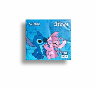 Серветки сухі дитячі з малюнком &ldquo;Stitch & Angel&ndash;Lovely Hugs&rdquo; Дісней, ультратонкі,чотиришарові,без запаху, 120шт. 0830 фото