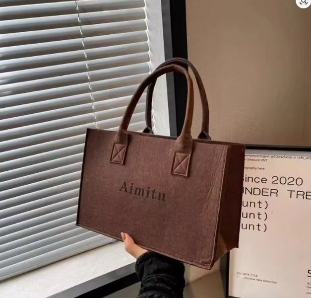 Шопер фетровий з короткими ручками "Aimitu" 40х30см коричневий 0712 фото