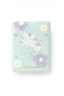 Серветки сухі дитячі з малюнком &ldquo;Cat Mood I love you&rdquo; без запаху, тришарові, 8шт. 0813 фото